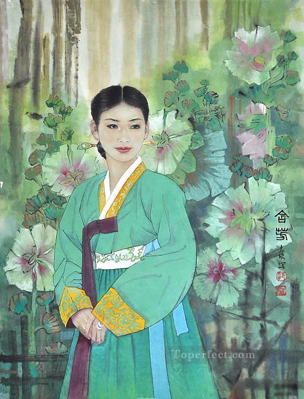 Korean girl traditional Chinese Oil Paintings